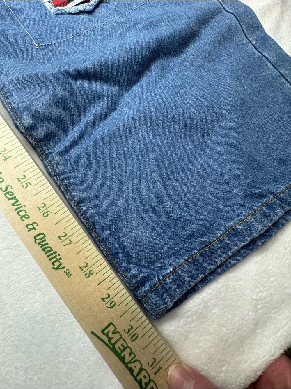 Distressed Buffalo Plaid Patch Jeans Light Wash Wide Leg Estimated Plus Size - Picture 6 of 11